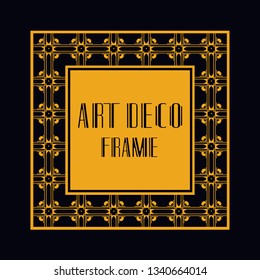 Vintage retro ornamental art deco border frame. Geometric ornate element for design