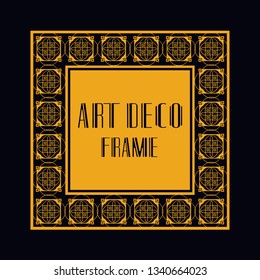 Vintage retro ornamental art deco border frame. Geometric ornate element for design