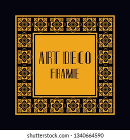 Vintage retro ornamental art deco border frame. Geometric ornate element for design