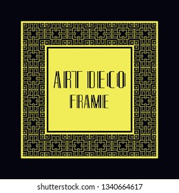 Vintage retro ornamental art deco border frame. Geometric ornate element for design