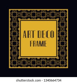 Vintage retro ornamental art deco border frame. Geometric ornate element for design
