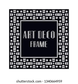 Vintage retro ornamental art deco border frame. Geometric ornate element for design