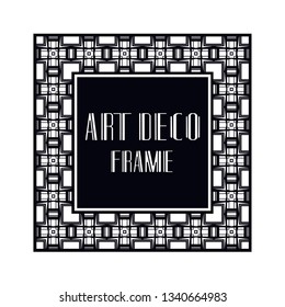 Vintage retro ornamental art deco border frame. Geometric ornate element for design
