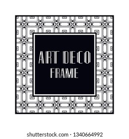 Vintage retro ornamental art deco border frame. Geometric ornate element for design
