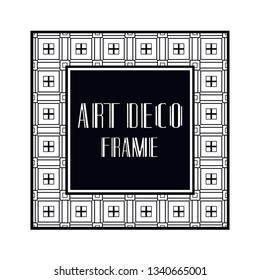 Vintage retro ornamental art deco border frame. Geometric ornate element for design