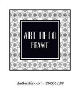 Vintage retro ornamental art deco border frame. Geometric ornate element for design