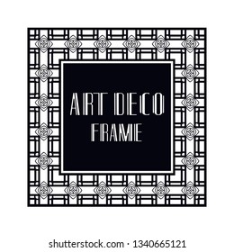 Vintage retro ornamental art deco border frame. Geometric ornate element for design