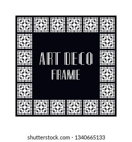 Vintage retro ornamental art deco border frame. Geometric ornate element for design