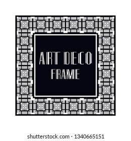 Vintage retro ornamental art deco border frame. Geometric ornate element for design