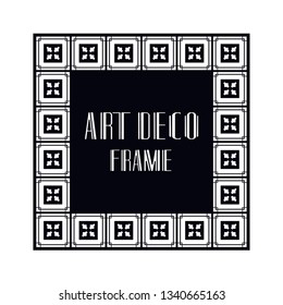 Vintage retro ornamental art deco border frame. Geometric ornate element for design