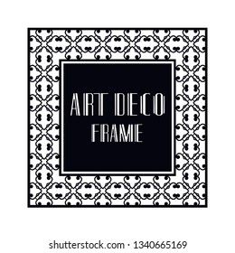 Vintage retro ornamental art deco border frame. Geometric ornate element for design