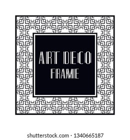 Vintage retro ornamental art deco border frame. Geometric ornate element for design