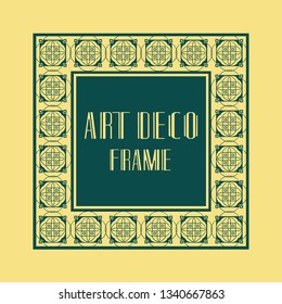 Vintage retro ornamental art deco border frame. Geometric ornate element for design