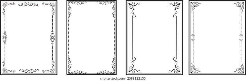Vintage Retro Ornamental Decorative Border Frame and vintage Frames and Banners. Elegant vintage frames in various shapes. Vector design. floral ornament.