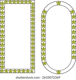 Vintage Retro Ornamental Decorative Border Frame. Simple flower frame design with many colors.