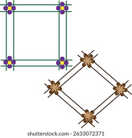 Vintage Retro Ornamental Decorative Border Frame. Simple flower frame design with many colors.