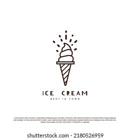 Vintage retro outline ice cream logo design for your brand or business