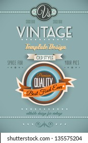 Vintage retro page template for a variety of purposes: website home page, old style flyers, book covers or vintage posters.