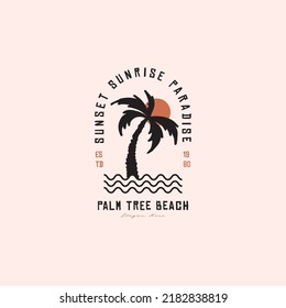 Vintage retro palm tree beach vector for your brand, clothes, or logo design