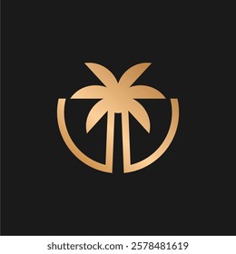 Vintage Retro Palm Tree Logo Design for T shirt Emblem Print or Embroidery