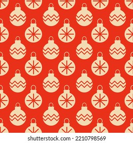 Vintage retro pattern with Christmas tree toys . Christmas background 