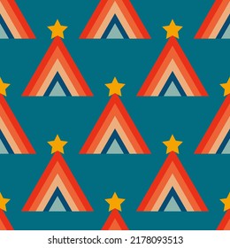 Vintage retro pattern with Christmas trees . Christmas background 