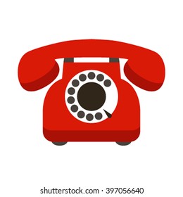 Vintage Retro Phone In A Cartoon Style Flat. Icon. Vector Illustration