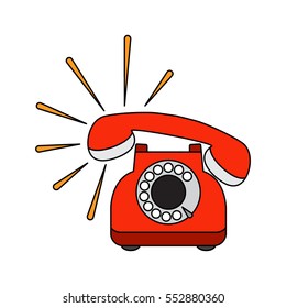 Vintage retro phone in a cartoon style flat. icon. Vector illustration