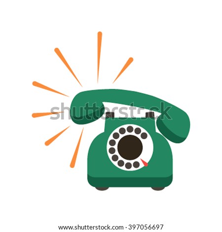 Vintage retro phone in a cartoon style flat. icon. Vector illustration