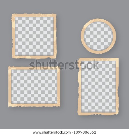 Vintage retro photo frames with empty, blank space. Template of old retro photographs. Realistic antique frame photography.
