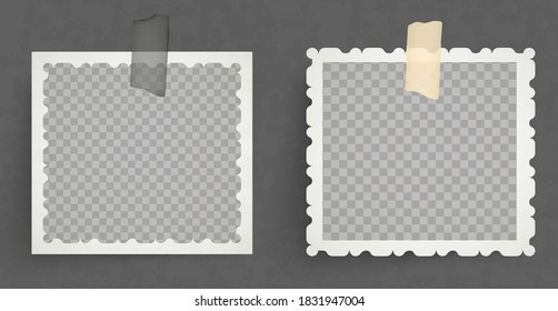 vintage retro photo frames taped on with tape