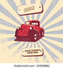 Vintage retro pickup truck car vector illustration suitable for promotion, t-shirt designs, etc.