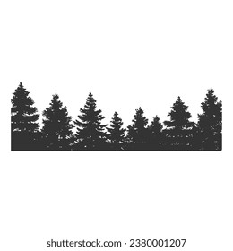 Vintage Retro Pine Cedar Spruce Conifer Coniferous Evergreen Larch Fir Trees Forest Silhouette Icon Illustration Vector