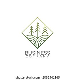 vintage retro pine logo design vector, village and forest logo design