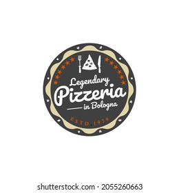 Vintage Retro Pizza Pizzeria Restaurant Label Emblem Badge logo design