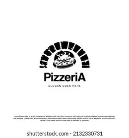 Vintage retro pizzeria with Firewood Oven logo design