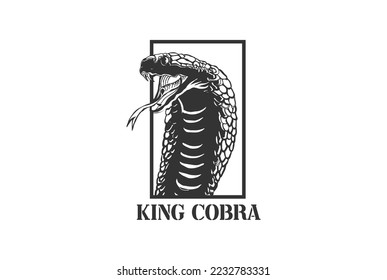 Vintage Retro Giftige King Cobra oder Black Mamba Schlange Reptile Head Logo Design