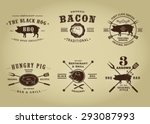 Vintage Retro Pork Barbecue Bar Restaurant Seals Collection
