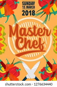 vintage retro poster template master chef, vegetables poster vintage, master chef logo vector