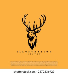 Vintage retro premium deer head logo design vector