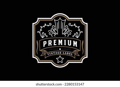 Vintage Retro Premium Quality Badge Emblem Label Stamp Logo Design Vector