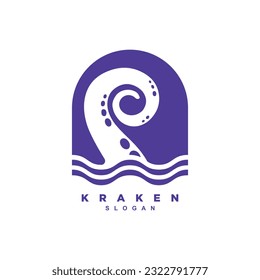 Vintage retro purple kraken tentacles logo design vector for your band or business