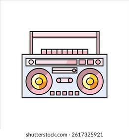 Vintage Retro Radio Stylized and Editable Vector Illustration for Interior and Furniture Design Themes.