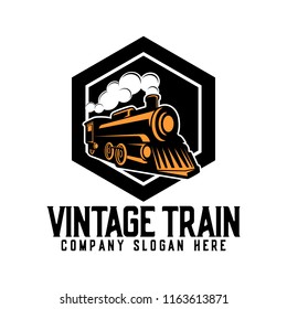 Vintage Retro Railroad Steam Train Logos Stock Vector (Royalty Free ...