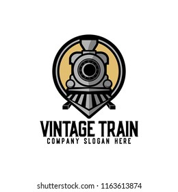 Vintage Retro Railroad Steam Train Logos, Emblems, Labels And Badges, Train Logo Template