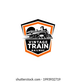 Vintage Retro Railroad Steam Train Logos, Emblems, Labels and Badges, Train Logo Template