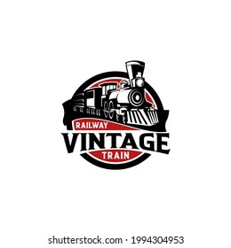 Vintage Retro Railroad Steam Train Logos, Emblems, Labels and Badges, Train Logo Template