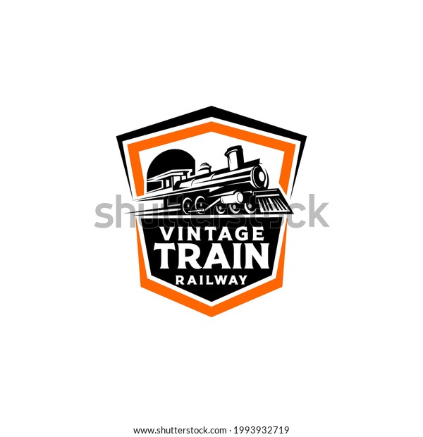 Vintage Retro Railroad Steam Train Logos Stock Vector (Royalty Free ...