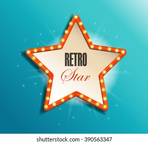 Vintage retro  realistic frame in the shape of a star with lights shining at the office. vector illustration 10EPS