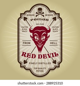 Vintage Retro Red Devil Label